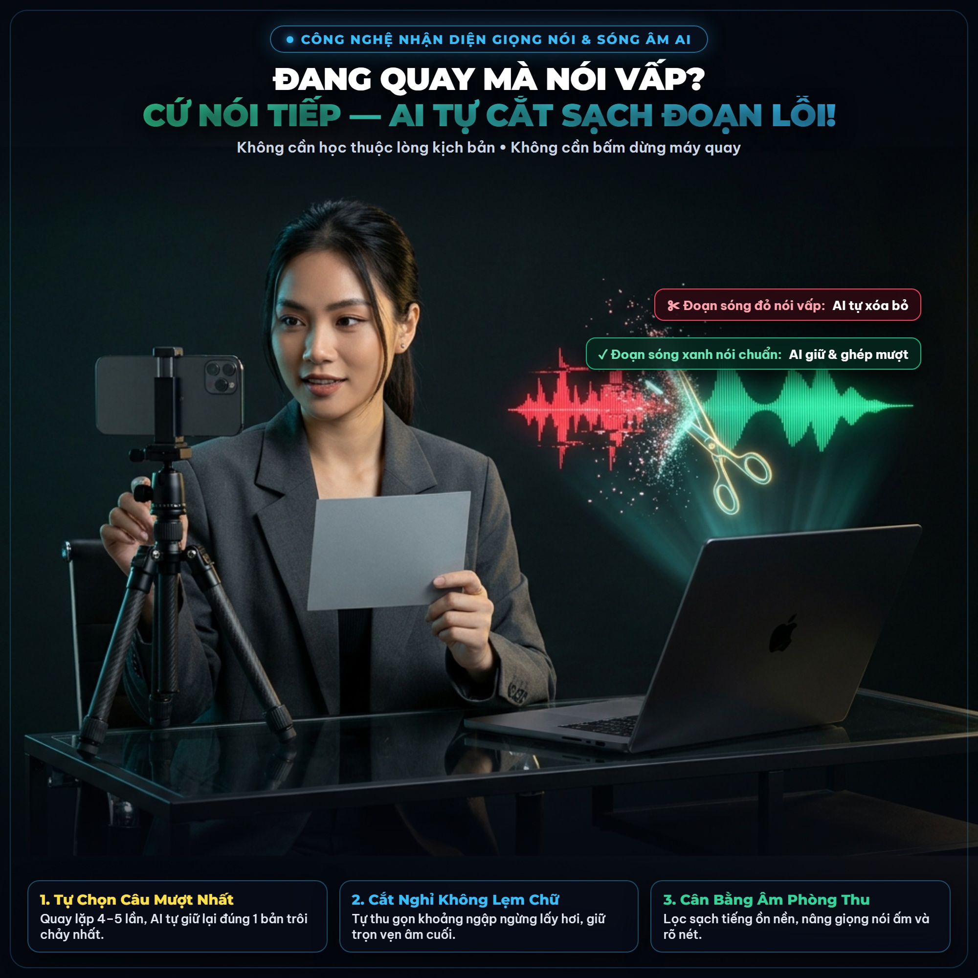 Cơ chế lọc câu nói vấp và cắt khoảng nghỉ tự động