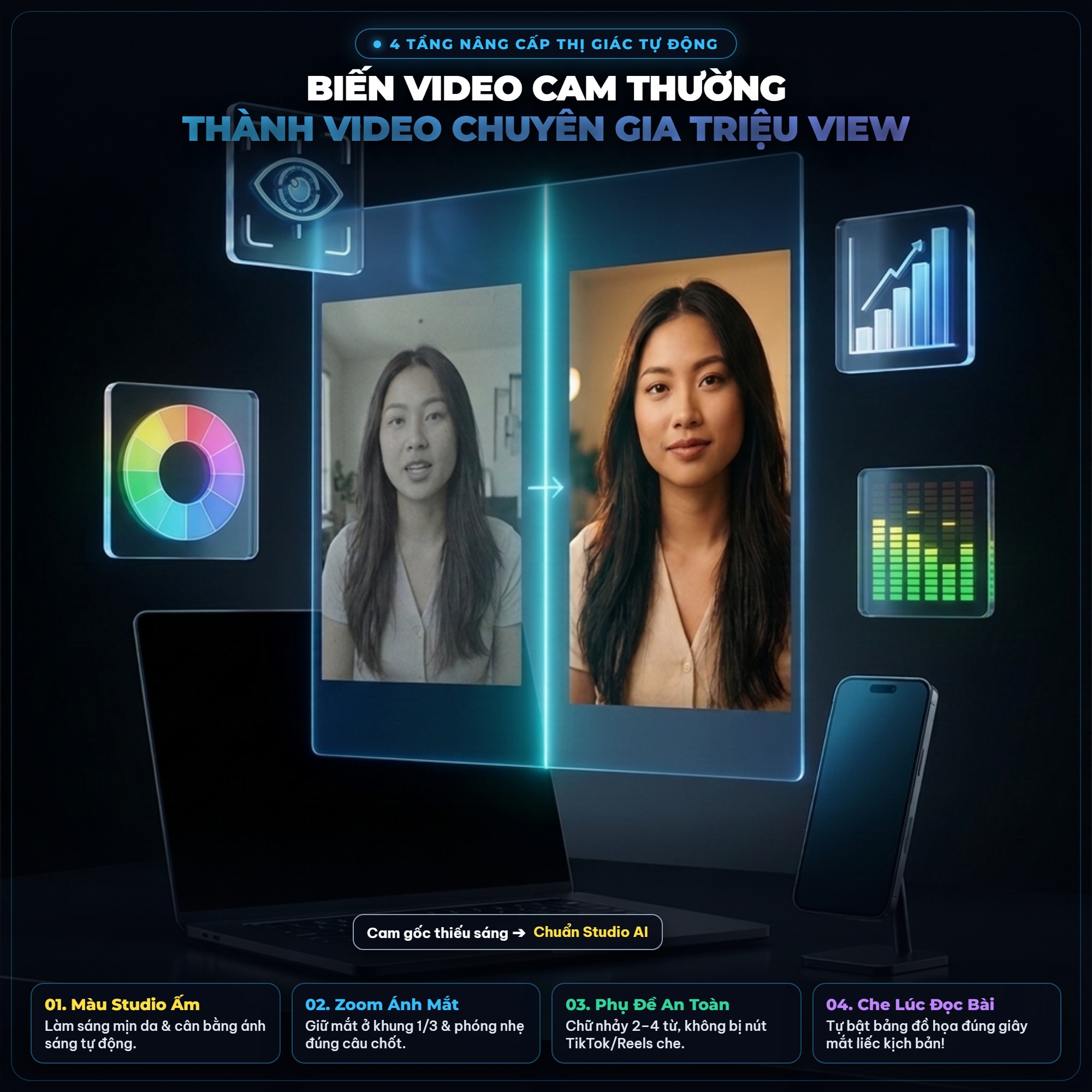 4 lớp hiệu ứng Studio tự động