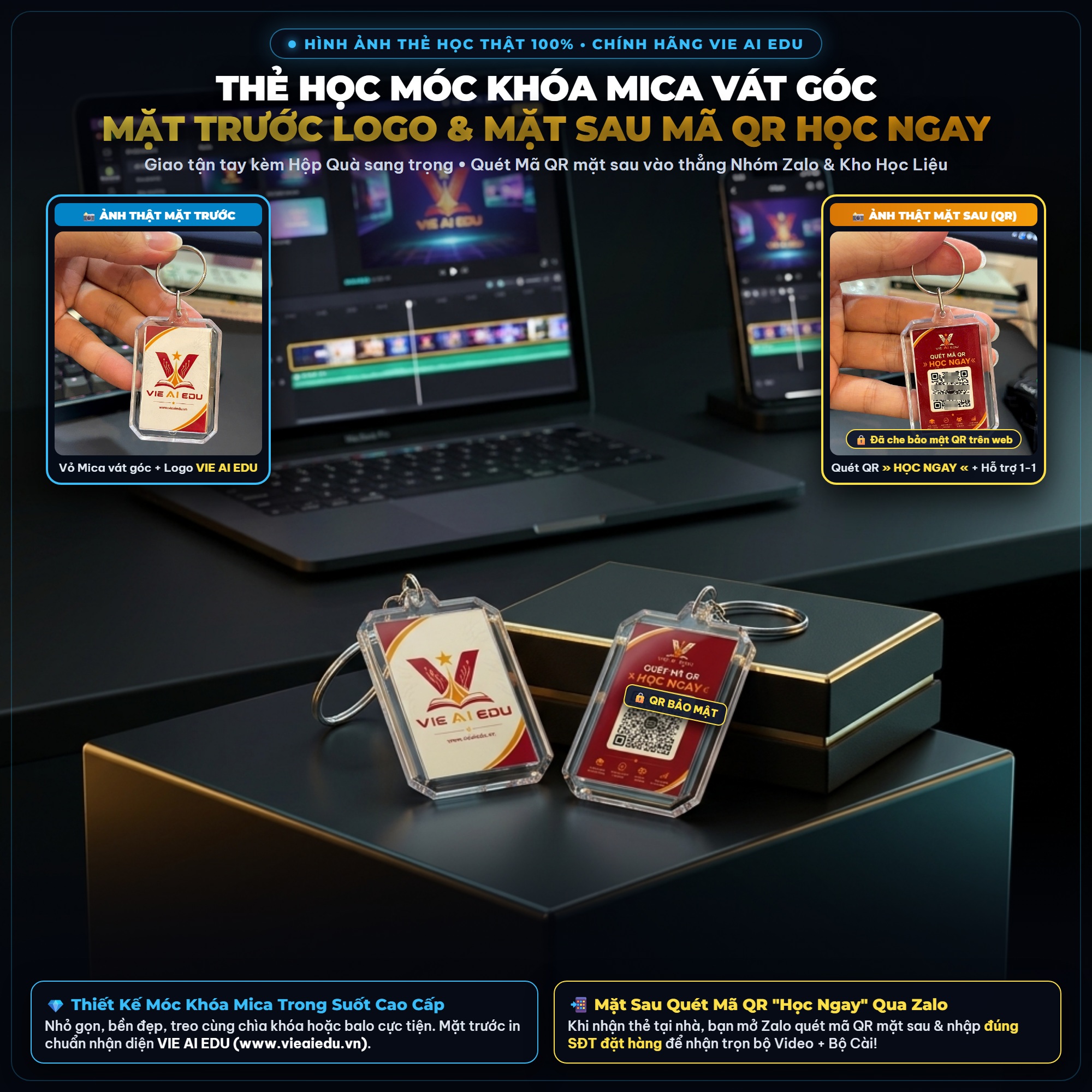 Mặt trước Thẻ Học VIP & Bảo mật QR mặt sau